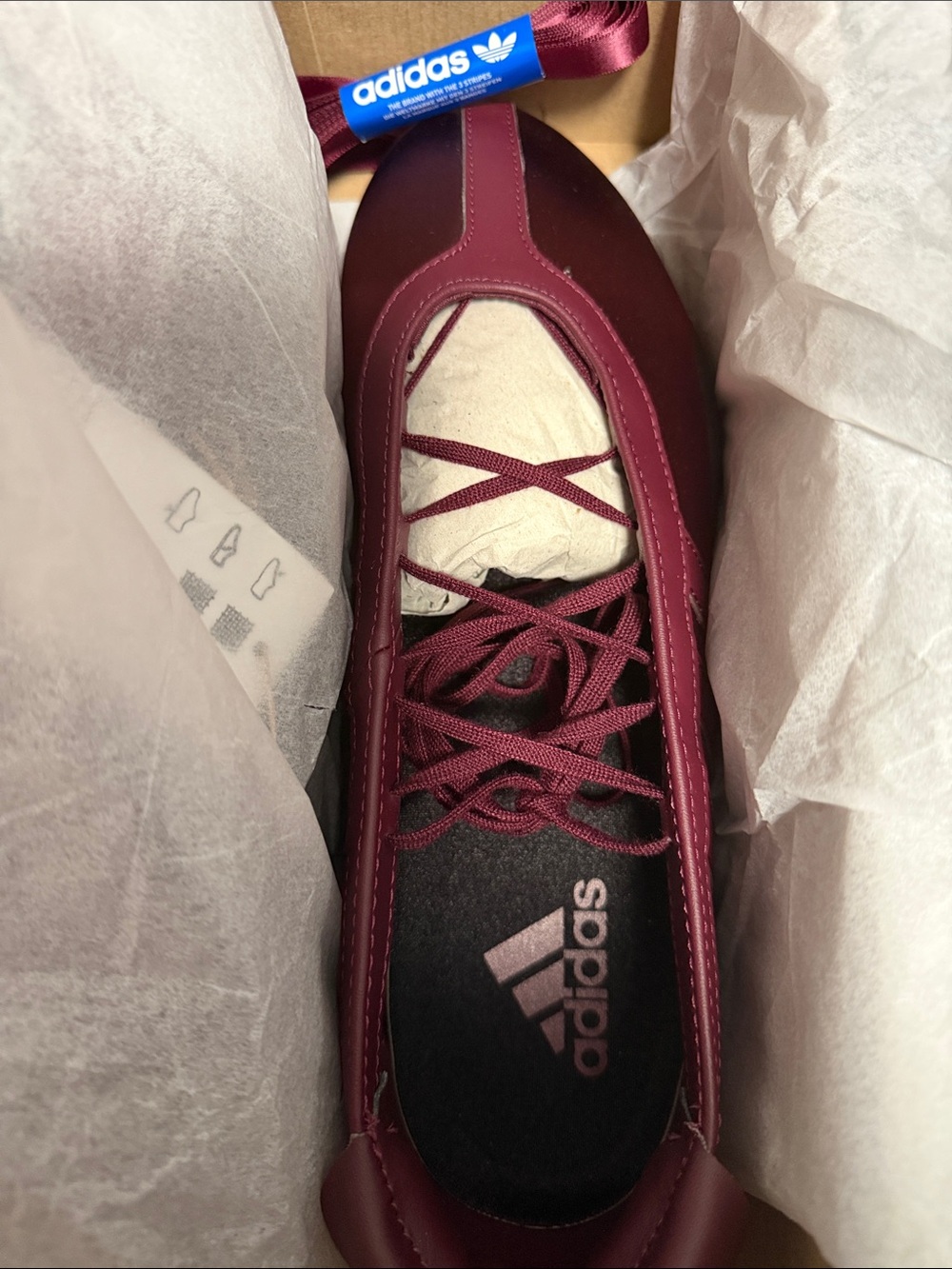 adidas Burgundy Satin Lace-Up Taekwondo Mei Ballet Flats - Picture 5 of 13